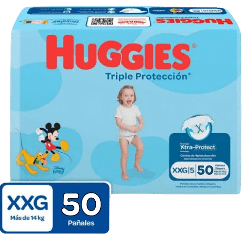 pañal huggies tri.protec et.5 xxg 50 und