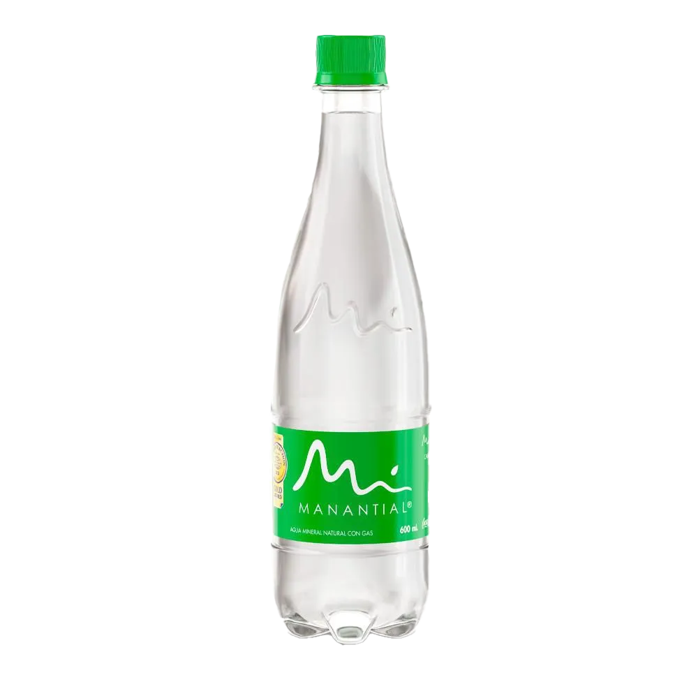 agua manantial c/gas pet 600 ml