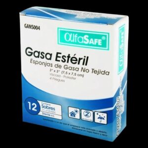 gasa alfa estucheno tejida 7.5x7.5cm 12 x 2