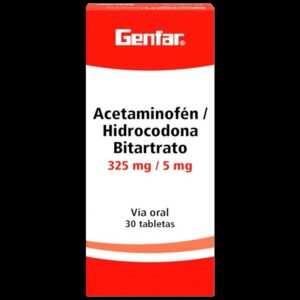 acetam+hidrocodona 325/5 mg 30 tabletas gf