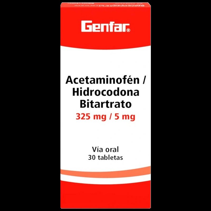 acetam+hidrocodona 325/5 mg 30 tabletas gf