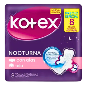 toallas kotex nocturna tela 8 und p.e